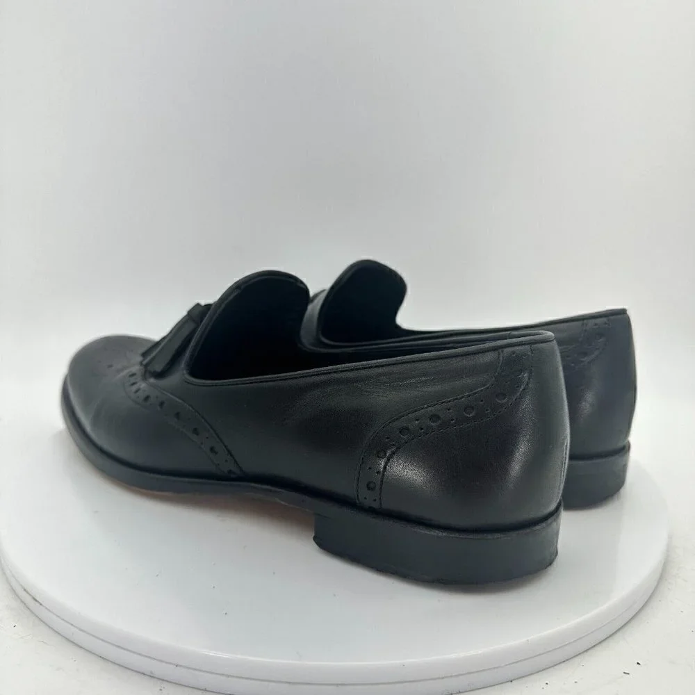 Salamander France Men Size 7.5 EU 40 Tasseled Loafer Slip On Shoes Black Leather